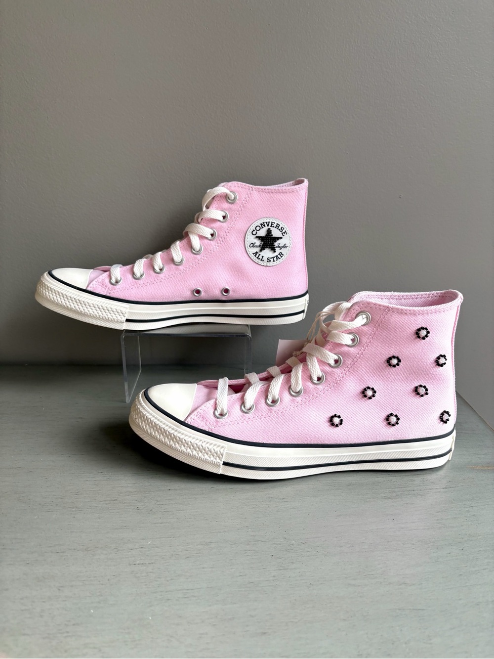 Converse Chuck Taylor All Star High Top Pink Beaded Floral Sneaker Women 8.5 - Picture 13 of 15